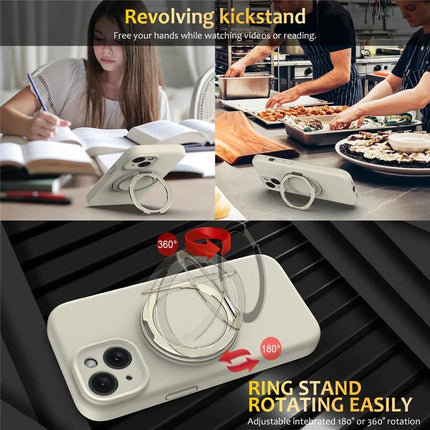 For iPhone 13 Case Compatible with MagSafe Metal Kickstand PC + Silicone Phone Cover