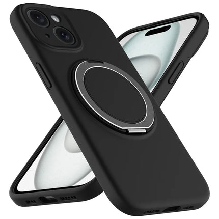 For iPhone 14 Case Compatible with MagSafe Rotating Metal Kickstand PC + Silicone Phone Cover