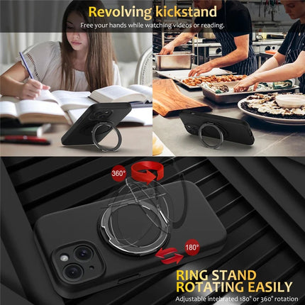 For iPhone 14 Case Compatible with MagSafe Rotating Metal Kickstand PC + Silicone Phone Cover