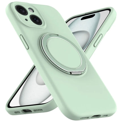 For iPhone 14 Case Compatible with MagSafe Rotating Metal Kickstand PC + Silicone Phone Cover