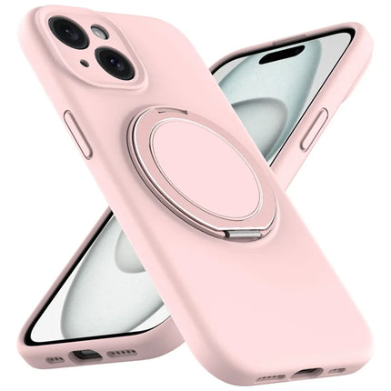 For iPhone 14 Case Compatible with MagSafe Rotating Metal Kickstand PC + Silicone Phone Cover