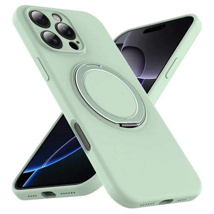 For iPhone 15 Pro Max Case Compatible with MagSafe Metal Kickstand PC + Silicone Phone Cover