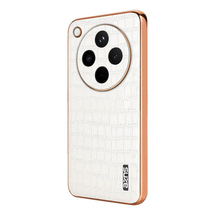 AZNS For Oppo Find X8 5G Case Electroplating Crocodile Texture PU+TPU Phone Cover - White
