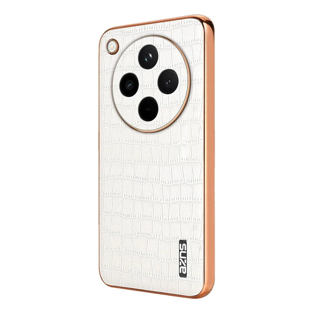 AZNS For Oppo Find X8 5G Case Electroplating Crocodile Texture PU+TPU Phone Cover - White