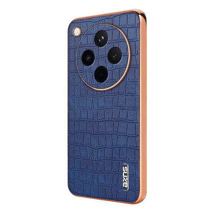 AZNS For Oppo Find X8 5G Case Electroplating Crocodile Texture PU+TPU Phone Cover - Blue