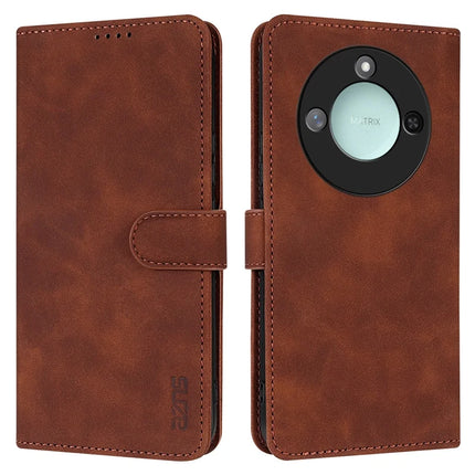 AZNS For Honor X60 5G Case PU Leather Wallet Phone Cover - Brown