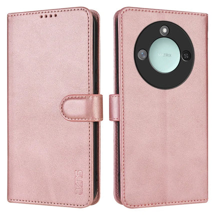 AZNS For Honor X60 5G Case PU Leather Wallet Phone Cover - Rose Gold