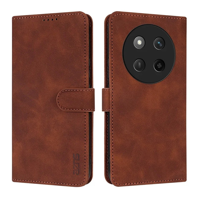 AZNS For Honor X60 Pro 5G Case PU Leather Wallet Phone Cover - Brown