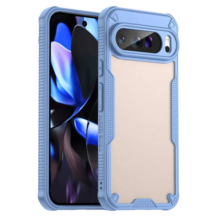 For Google Pixel 9 Pro XL Case PC+TPU Semi-Transparent Frosted Finish Protective Phone Cover - Blue