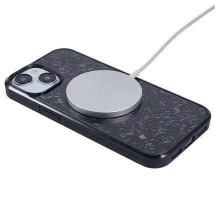 For iPhone 13 Magnetic Case Forged Texture Aramid Fiber+TPU Anti-Slip Phone Cover