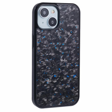 For iPhone 13 Magnetic Case Forged Texture Aramid Fiber+TPU Anti-Slip Phone Cover - Blue