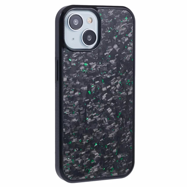 For iPhone 14 Magnetic Case Forged Texture Aramid Fiber+TPU Anti-Slip Phone Cover - Green