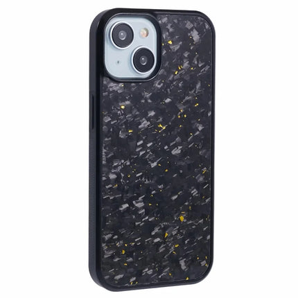 For iPhone 14 Magnetic Case Forged Texture Aramid Fiber+TPU Anti-Slip Phone Cover - Gold