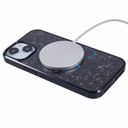 For iPhone 14 Magnetic Case Forged Texture Aramid Fiber+TPU Anti-Slip Phone Cover