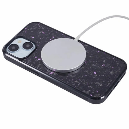 For iPhone 14 Magnetic Case Forged Texture Aramid Fiber+TPU Anti-Slip Phone Cover
