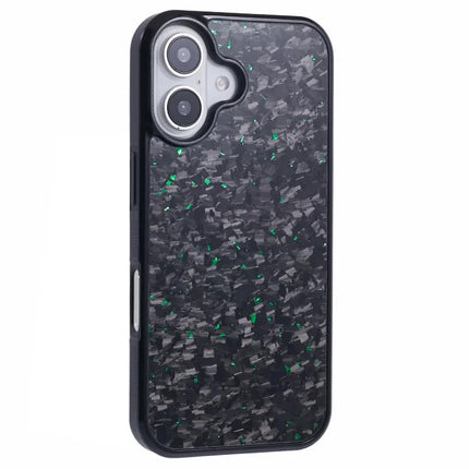 For iPhone 16 Plus Magnetic Case Forged Texture Aramid Fiber+TPU Anti-Slip Phone Cover - Green