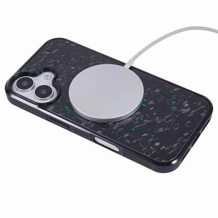 For iPhone 16 Plus Magnetic Case Forged Texture Aramid Fiber+TPU Anti-Slip Phone Cover