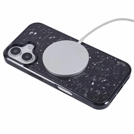 For iPhone 16 Plus Magnetic Case Forged Texture Aramid Fiber+TPU Anti-Slip Phone Cover