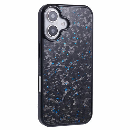 For iPhone 16 Plus Magnetic Case Forged Texture Aramid Fiber+TPU Anti-Slip Phone Cover - Blue
