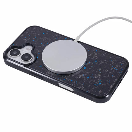 For iPhone 16 Plus Magnetic Case Forged Texture Aramid Fiber+TPU Anti-Slip Phone Cover