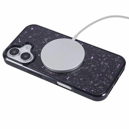 For iPhone 16 Plus Magnetic Case Forged Texture Aramid Fiber+TPU Anti-Slip Phone Cover