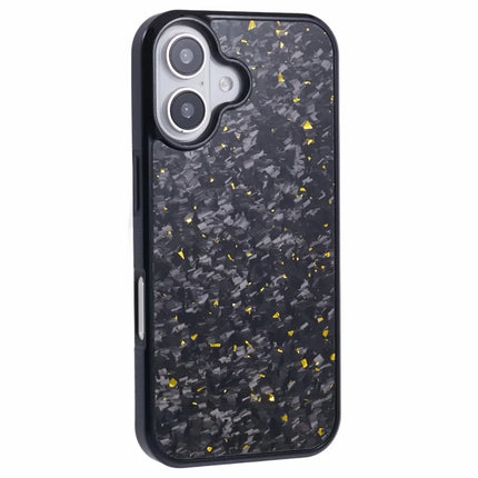 For iPhone 16 Plus Magnetic Case Forged Texture Aramid Fiber+TPU Anti-Slip Phone Cover - Gold