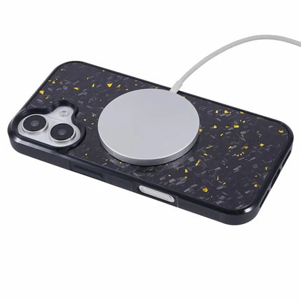 For iPhone 16 Plus Magnetic Case Forged Texture Aramid Fiber+TPU Anti-Slip Phone Cover