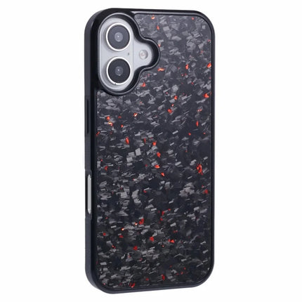 For iPhone 16 Plus Magnetic Case Forged Texture Aramid Fiber+TPU Anti-Slip Phone Cover - Red