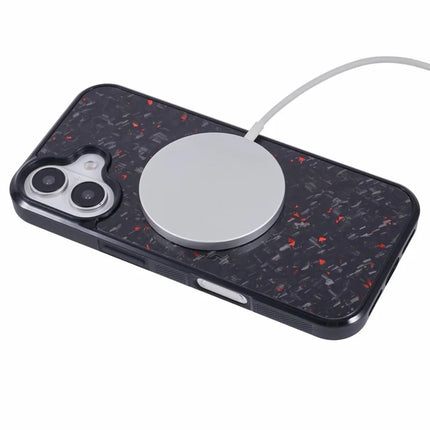 For iPhone 16 Plus Magnetic Case Forged Texture Aramid Fiber+TPU Anti-Slip Phone Cover