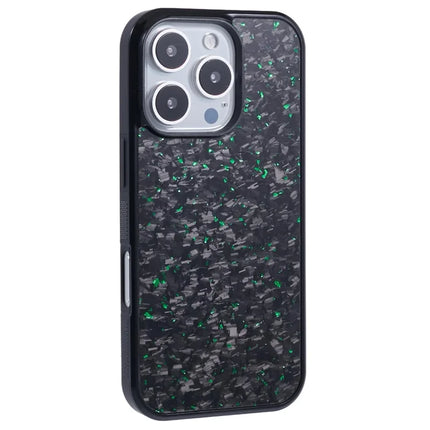 For iPhone 16 Pro Max Magnetic Case Forged Texture Aramid Fiber+TPU Anti-Slip Phone Cover - Green