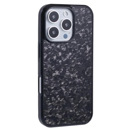 For iPhone 16 Pro Max Magnetic Case Forged Texture Aramid Fiber+TPU Anti-Slip Phone Cover - Black