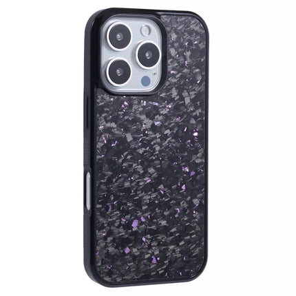 For iPhone 16 Pro Max Magnetic Case Forged Texture Aramid Fiber+TPU Anti-Slip Phone Cover - Purple