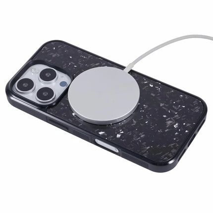 For iPhone 16 Pro Max Magnetic Case Forged Texture Aramid Fiber+TPU Anti-Slip Phone Cover
