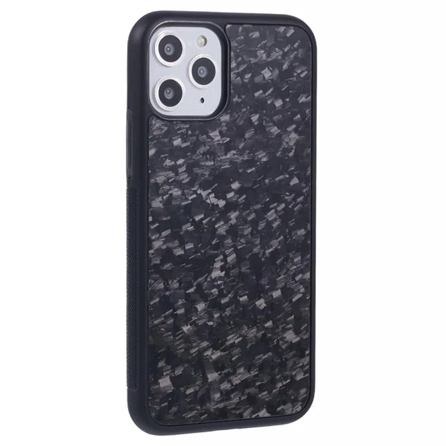 For iPhone 11 Pro Max Magnetic Case Forged Texture Aramid Fiber+TPU Anti-Slip Phone Cover - Black