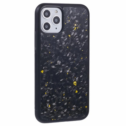 For iPhone 11 Pro Max Magnetic Case Forged Texture Aramid Fiber+TPU Anti-Slip Phone Cover - Gold