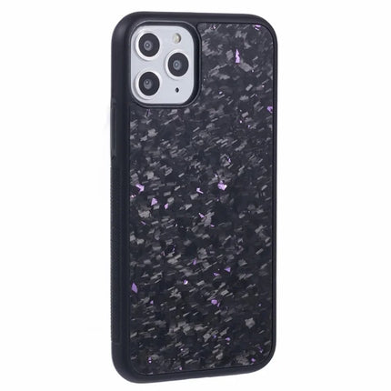 For iPhone 11 Pro Max Magnetic Case Forged Texture Aramid Fiber+TPU Anti-Slip Phone Cover - Purple