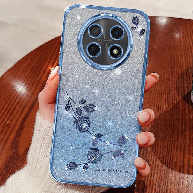 KADEM For Honor X60 Pro 5G Case Flower TPU Flexible Gradient Phone Cover - Blue