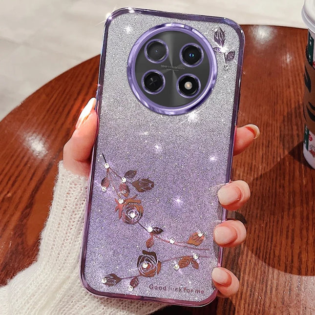 KADEM For Honor X60 Pro 5G Case Flower TPU Flexible Gradient Phone Cover - Purple