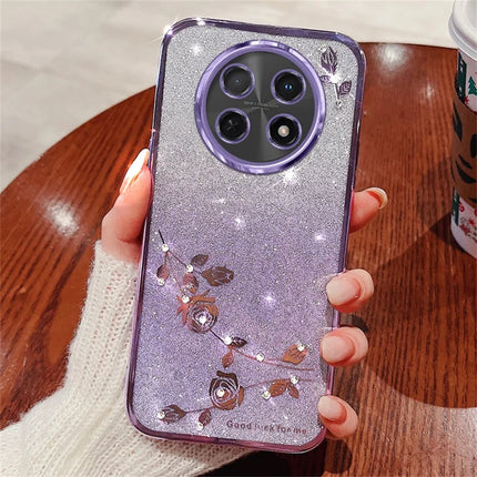 KADEM For Honor X60 Pro 5G Case Flower Pattern TPU Gradient Phone Cover with Lanyards