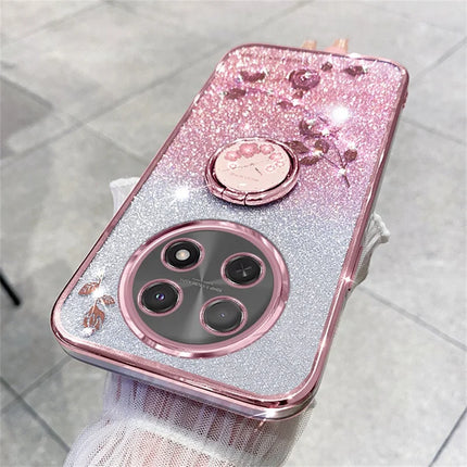 KADEM For Honor X60 Pro 5G Case Ring Kickstand TPU Flowers Phone Cover Gradient Glitter