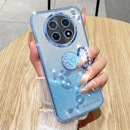 KADEM For Honor X60 Pro 5G Case Ring Kickstand TPU Flowers Phone Cover Gradient Glitter
