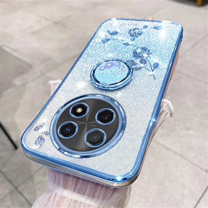 KADEM For Honor X60 Pro 5G Case Ring Kickstand TPU Flowers Phone Cover Gradient Glitter