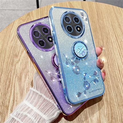 KADEM For Honor X60 Pro 5G Case Ring Kickstand TPU Flowers Phone Cover Gradient Glitter