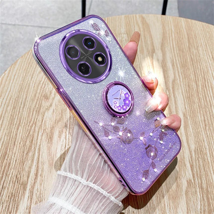 KADEM For Honor X60 Pro 5G Case Ring Kickstand TPU Flowers Phone Cover Gradient Glitter