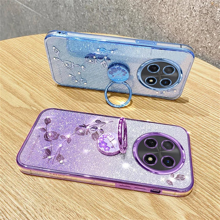 KADEM For Honor X60 Pro 5G Case Ring Kickstand TPU Flowers Phone Cover Gradient Glitter