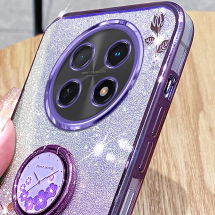 KADEM For Honor X60 Pro 5G Case Ring Kickstand TPU Flowers Phone Cover Gradient Glitter