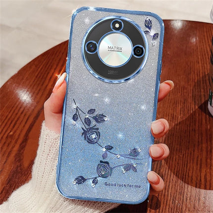 KADEM For Honor X60 5G Case Flower TPU Flexible Gradient Phone Cover - Blue