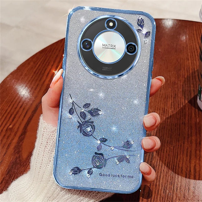 KADEM For Honor X60 5G Case Flower TPU Flexible Gradient Phone Cover - Blue
