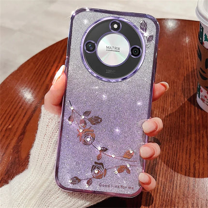 KADEM For Honor X60 5G Case Flower TPU Flexible Gradient Phone Cover - Purple
