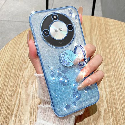 KADEM For Honor X60 5G Case Ring Kickstand TPU Flowers Phone Cover Gradient Glitter
